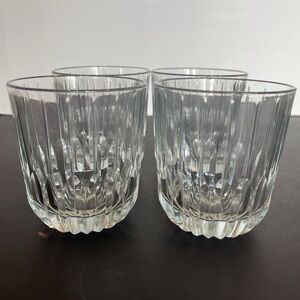 Vintage set of Four Beveled Cut Glass Heavy Lowball Glasses